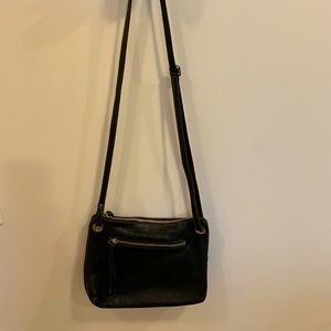 Roots leather cross over purse